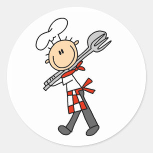 サラダはさみStickersSを持つシェフ ラウンドシール