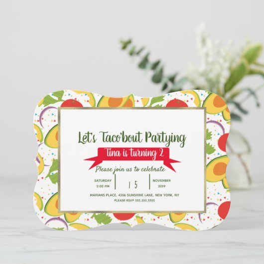 サラダタコブートタコパーティー誕生日任意の年齢 招待状 (スタンド正面)
