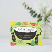 サラダボウルパーソナライズされたベーキングレシピカード ポストカード (スタンド正面)