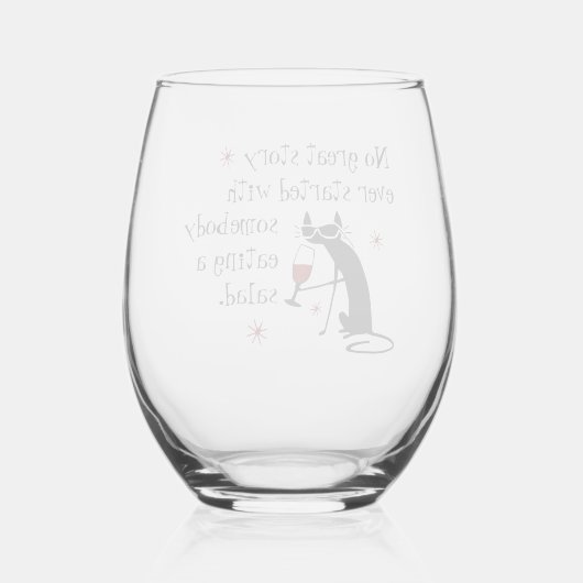 サラダワ素晴らしインで始まるストーリーなし引用文 ステムなしワイングラス (裏面)