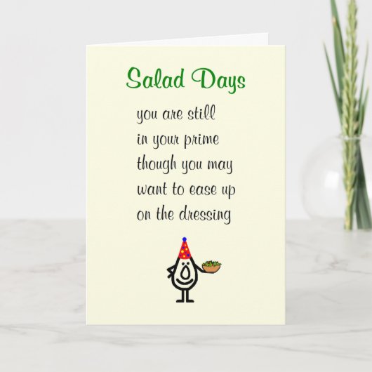サラダ日おもしろいハッピーバースデー詩 カード (正面)