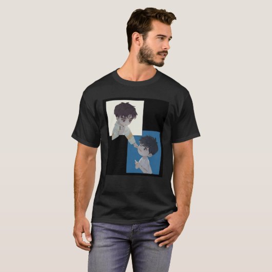 サラダ日 – 白人一と江島、アニメ、マンガ Tシャツ (正面フル)
