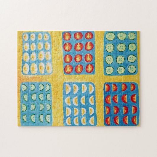 サラダ準備の絵画 ジグソーパズル (横)