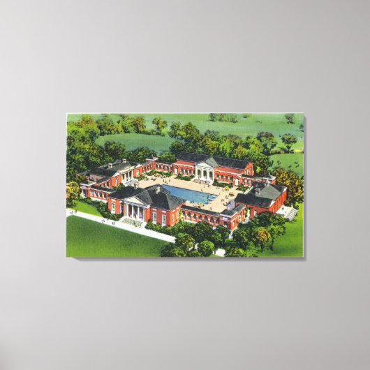 サラトガレクリエーションセンターの空中展示スパ キャンバスプリント (正面)