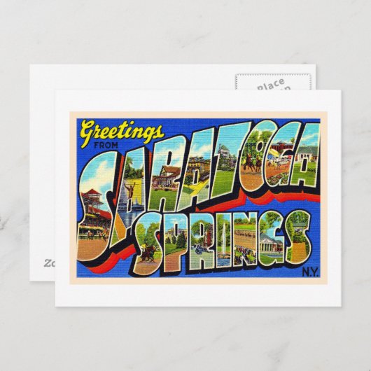 サラトガ春ニューヨークNYラージレター ポストカード (正面/裏面)