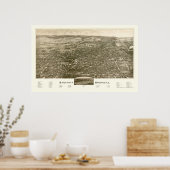 サラトガ春, NYパノラママップ – 1888 ポスター (キッチン)