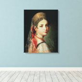 サラファンの少女のポートレートと キャンバスプリント (インサイチュ (ウッドフロア))