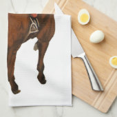サラブレッウマ科のドが競馬に勝つ キッチンタオル (四つ折り)