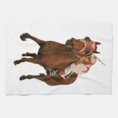 サラブレッウマ科のドが競馬に勝つ キッチンタオル (横)