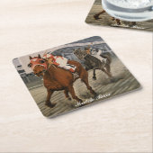 サラブレッウマ科のドが競馬に勝つ スクエアペーパーコースター (アングル)