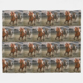 サラブレッウマ科のドが競馬に勝つ フリースブランケット (正面(横))