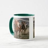 サラブレッウマ科のドが競馬に勝つ マグカップ (正面左)