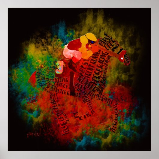 サラブレッカラフルド競走馬ポスター ポスター (正面)