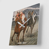 サラブレックラシックドの競走馬が勝利 スクエア壁時計 (傾斜)