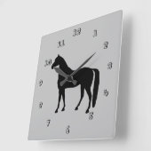 サラブレッドのシルエット壁掛け時計 スクエア壁時計 (傾斜)