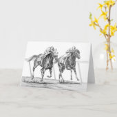 サラブレッドホースレーススケッチバイケルリスワン カード (黄色い花)