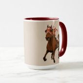 サラブレッド競走馬がクラシックレースに勝利 マグカップ (正面右)