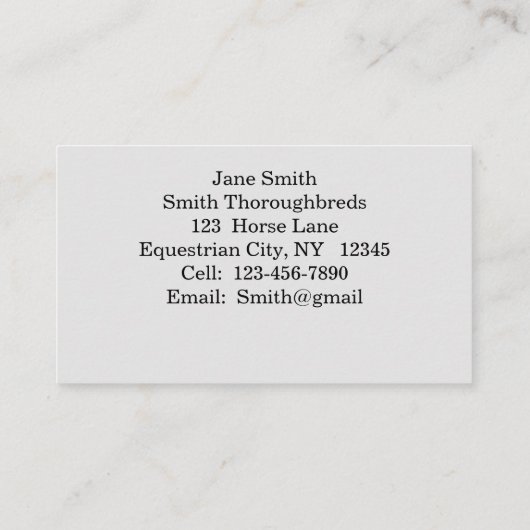 サラブレッド競走馬フォールビジネスカード2枚 名刺 (裏面)