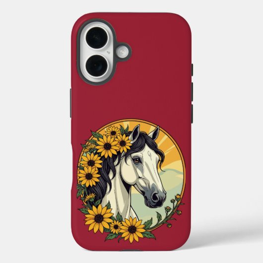 サラブレッド・ホースと黒い目のスーザンの花 Case-Mate iPhoneケース (裏面)