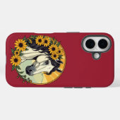 サラブレッド・ホースと黒い目のスーザンの花 Case-Mate iPhoneケース (裏面 (横))