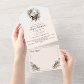 サラブレッド 馬の花  オールインワン招待状 (貼ってはがせる)