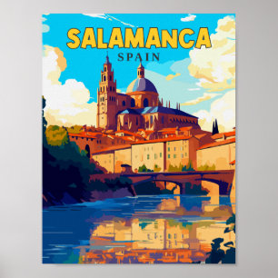 サラマンカスペインヴィンテージ旅行イラストレーション ポスター