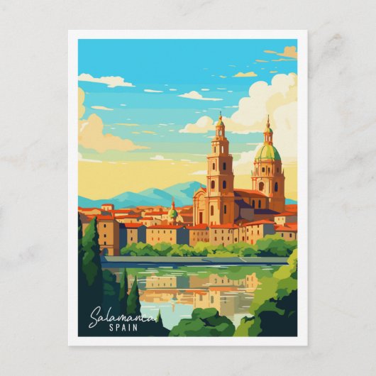 サラマンカスペインヴィンテージ旅行イラストレーション ポストカード (正面)