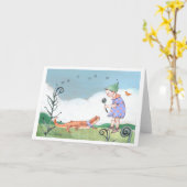 サラマンダーと小妖精や小人 カード (黄色い花)