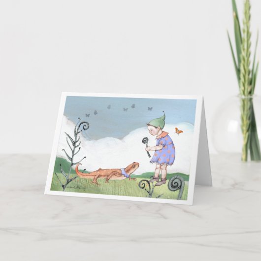 サラマンダーと小妖精や小人 カード (正面)