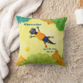 サラマンダーベビー誕生時刻日パーソナライズされた クッション (ブランケット)