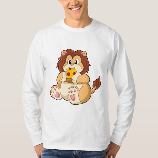 サラミのピースとライオンPizza.PNG Tシャツ (正面)