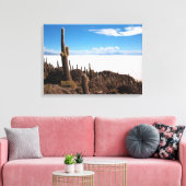 サラルドゥウユニのキャンバスで巨大なサボテン キャンバスプリント (インサイチュ (リビング))