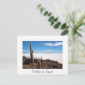 サラルドゥウユニ文字ハガキ縁どでサボテン ポストカード (スタンド正面)