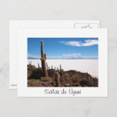 サラルドゥウユニ文字ハガキ縁どでサボテン ポストカード (正面/裏面)