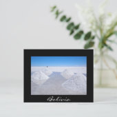 サラル・デ・ウユニ塩フラッツ黒文字はがき ポストカード (スタンド正面)