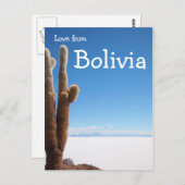 サラル・ド・ウユニ文字カードのジャイアントサボテン ポストカード (正面/裏面)