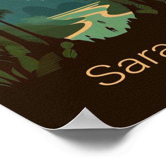 サラワク・ボルネオのミニマルなヴィンテージ旅行ポスター ポスター (角)