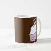 サランヘコリアフィンガーハートKラブポップ・アートのラベンダー コーヒーマグカップ (正面右)