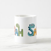 サラ恐竜の名前かわいいディノレターズデザイン コーヒーマグカップ (中央)