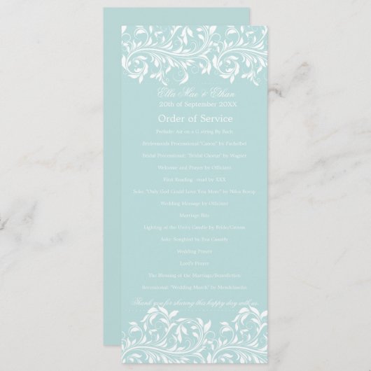 サラ・ジェーンがサービスの青と白の順序 招待状 (正面/裏面)