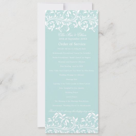 サラ・ジェーン ライトブルー&ホワイト オーダー・オブ・サービス 招待状 (正面)