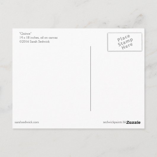 サラ・セドウィックの「Quince」アートポストカード ポストカード (裏面)