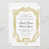 サラ – フォーマル結婚式招待状アンティーク金ゴールド 招待状 (正面/裏面)