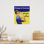 サラ・ペイリン氏- Rosie Riveter - Change Is 来's! ポスター (キッチン)