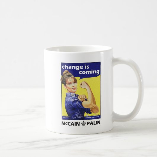 サラ・ペイリン - 変革が来る コーヒーマグカップ (右)