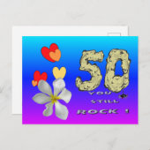 サラ 50周年 ハート 青 紫 ポストカード (正面/裏面)