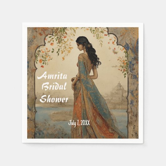 サリの美女パーソナライズされた スタンダードカクテルナプキン (正面)