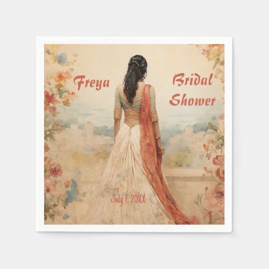 サリの美女パーソナライズされた スタンダードカクテルナプキン (正面)