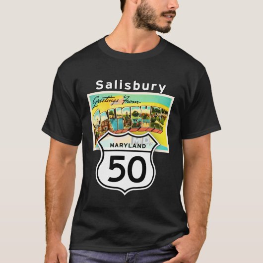 サリスベリーメリーランドMD US 50大文字旅行ポー Tシャツ (正面)