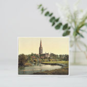 サリスベリー大聖堂、川から、イギリス、希少 ポストカード (スタンド正面)